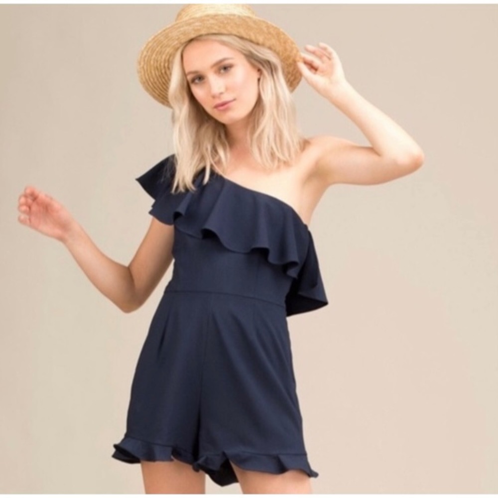 NWT J by J.O.A Navy Asymmetrical One Strap Romper